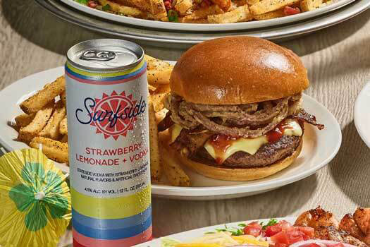 a cue bacon cheeseburger from miller's ale house